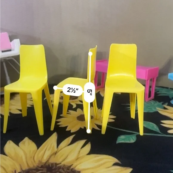 🎄 3/$15 Barbie Colorful Furniture Set with Yellow, Blue, and Pink - Picture 2 of 16